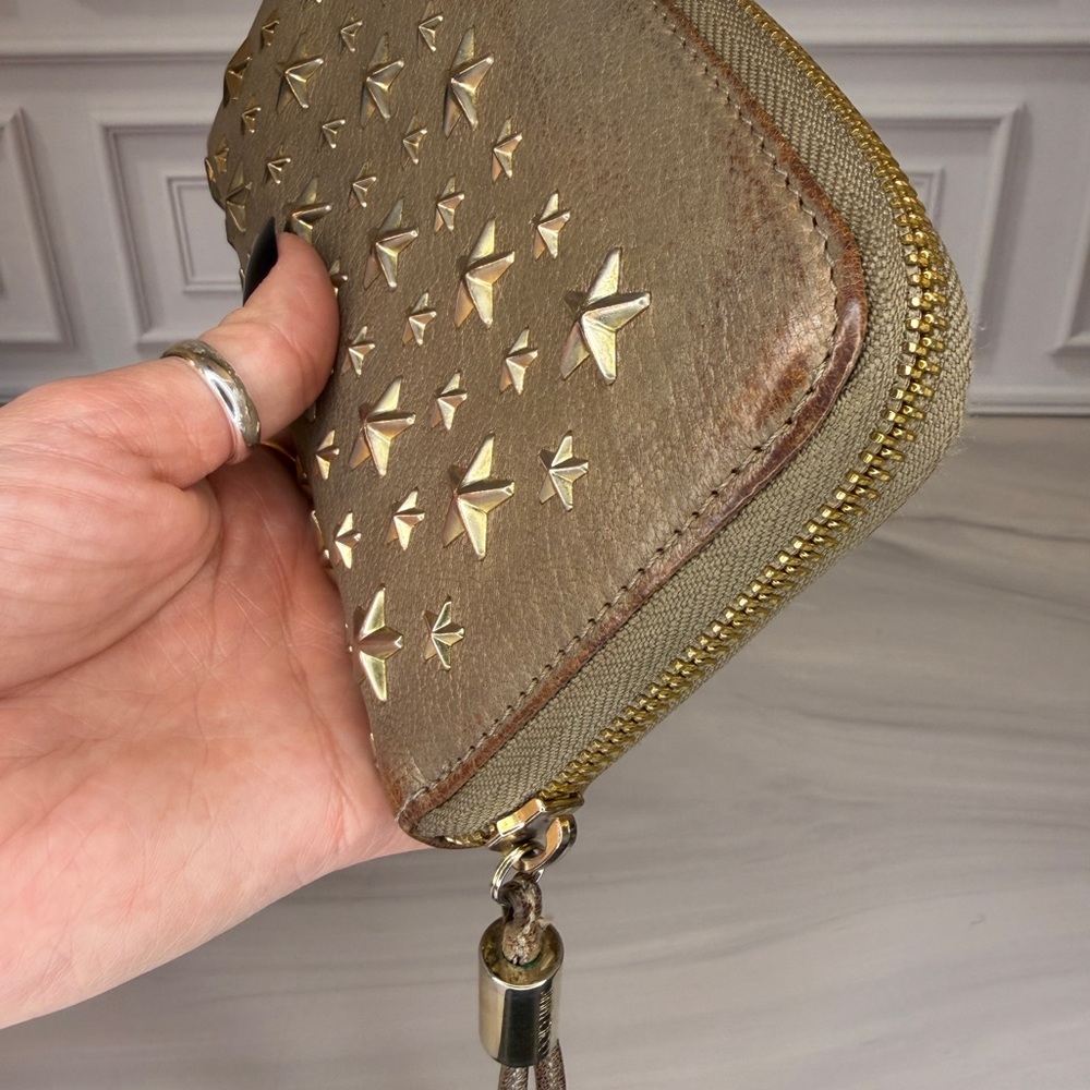 Jimmy Choo Gold Metallic Zip Around Leather Continental Wallet Full Inclusion - Picture 8 of 15